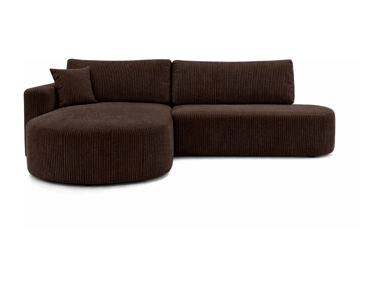 Hoekbank met slaapfunctie en opbergruimte, corduroy stof Poso, Bruin, Links, ROUND ONE OPEN XL