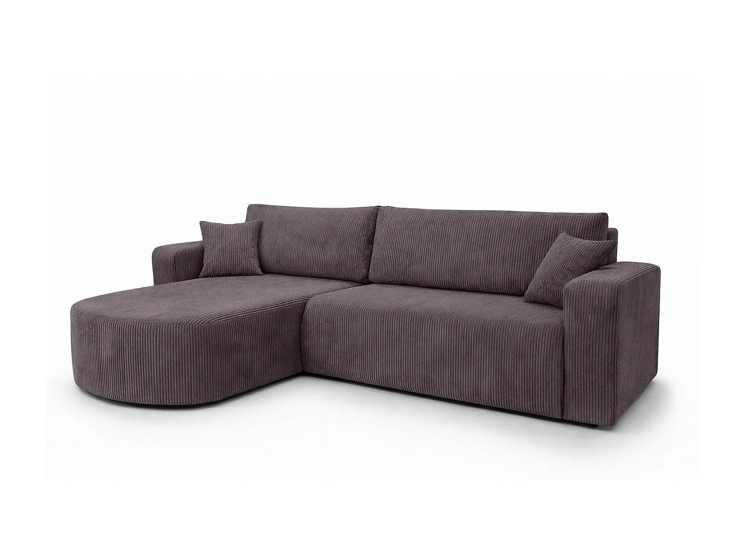 Hoekbank met slaapfunctie, koordstof Poso, Donkergrijs, Links, ROUND ONE XL