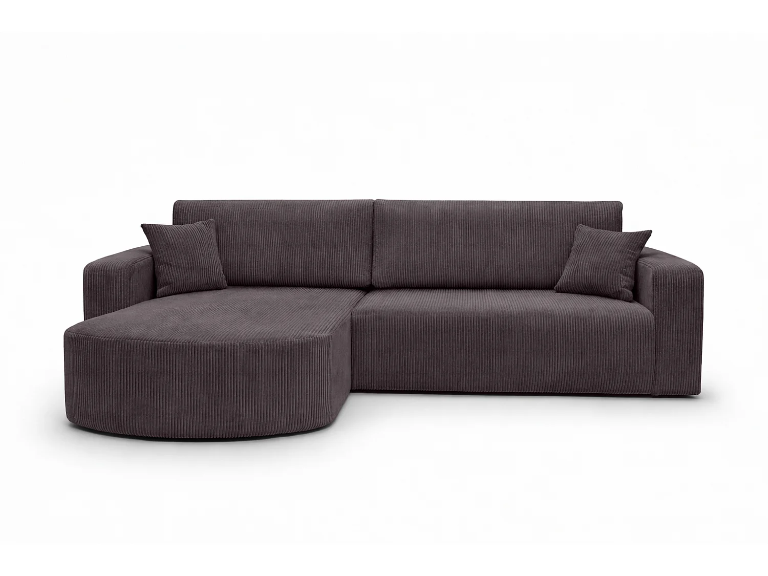 Hoekbank met slaapfunctie, koordstof Poso, Donkergrijs, Links, ROUND ONE XL