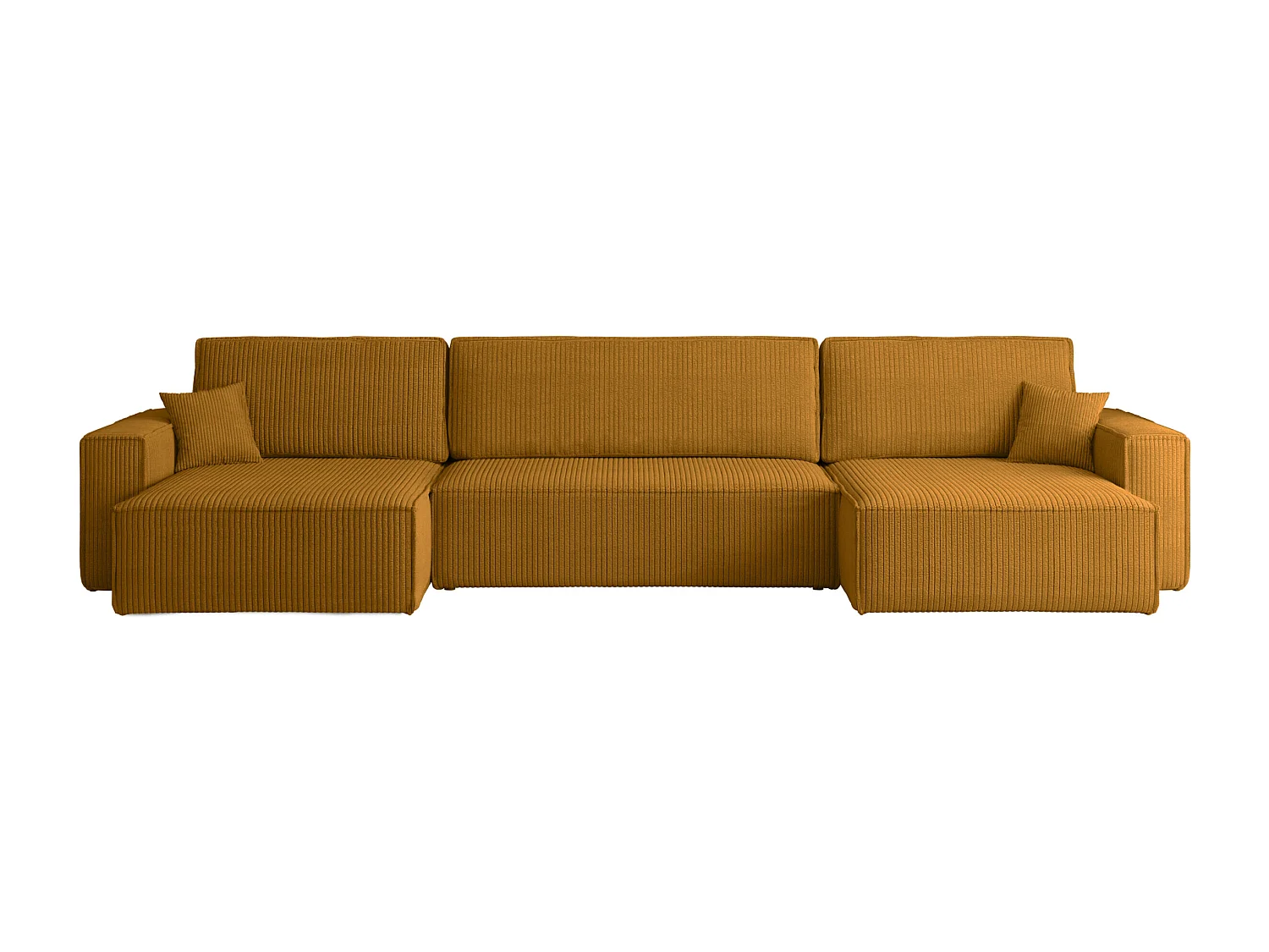 Hoekbank U-vorm met slaapfunctie en opbergruimte, stof Poso dikke cord, Mosterdkleur, BEST U XL