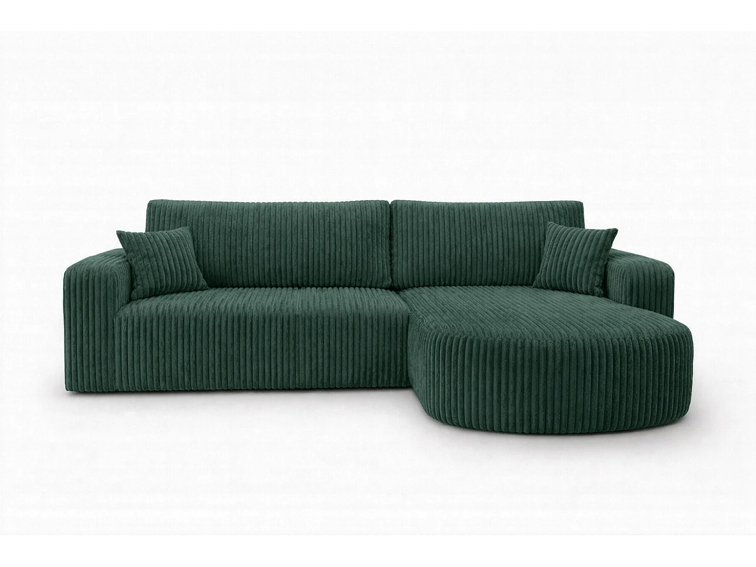 Hoekbank met slaapfunctie, koordstof Tilia, Groen, Rechts, ROUND ONE XL
