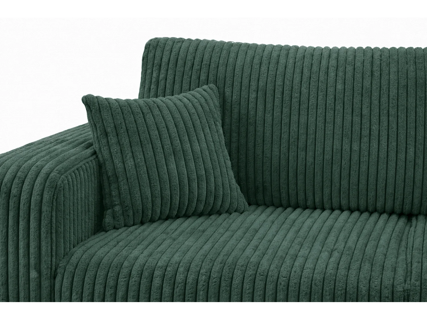 Hoekbank met slaapfunctie, koordstof Tilia, Groen, Rechts, ROUND ONE XL