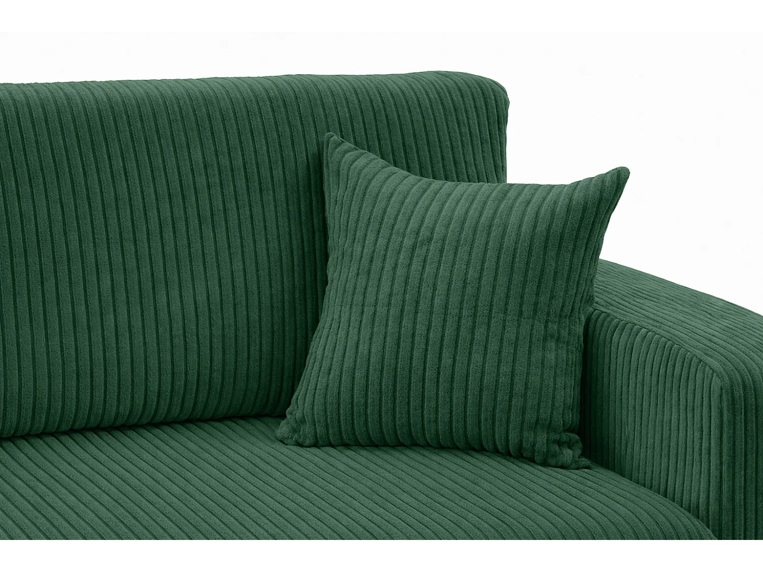 Canapé d’angle avec fonction couchage, tissu en velours côtelé Poso, Vert, Gauche, ROUND ONE XL