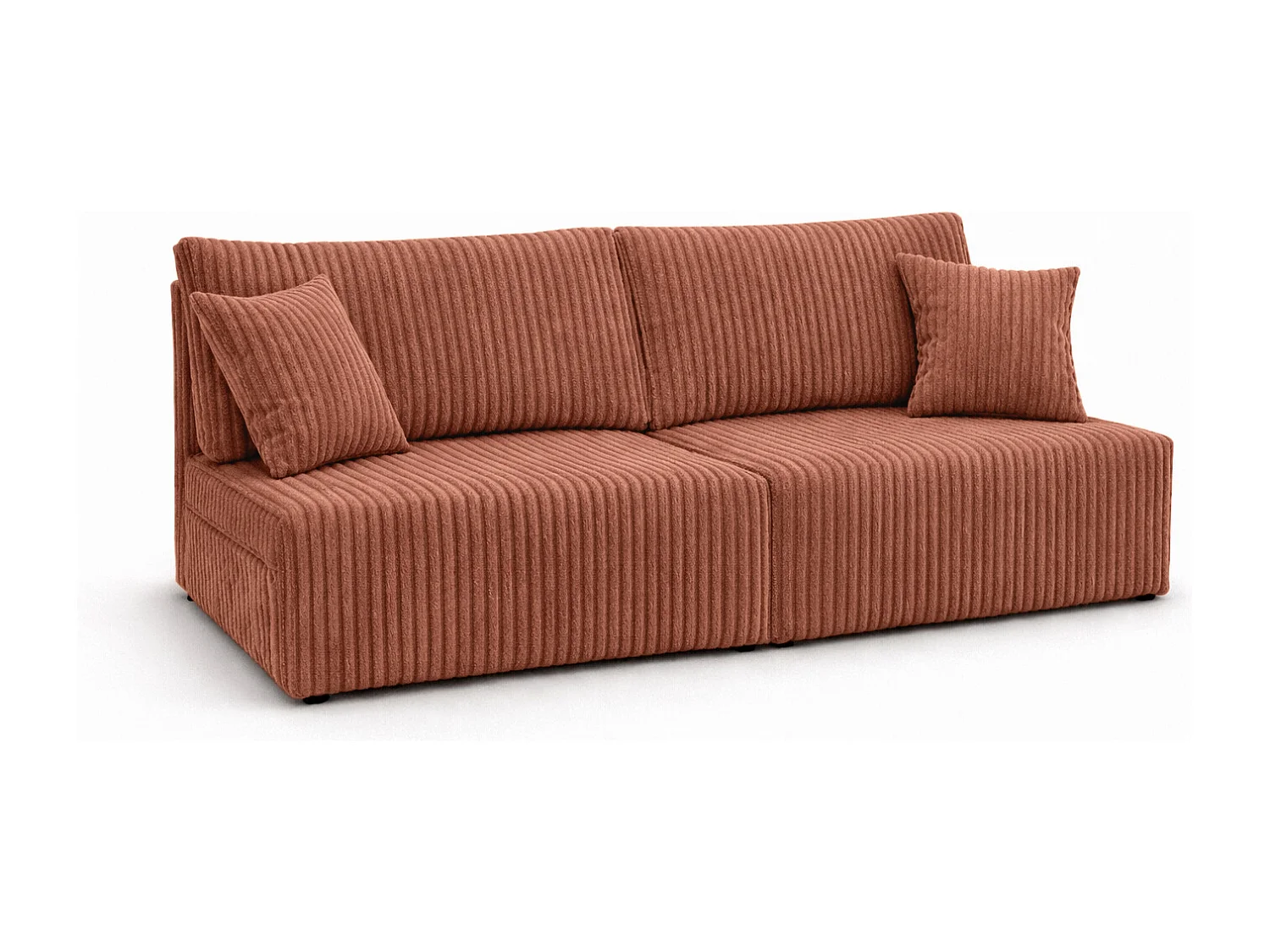 Canapé avec fonction couchage et coffre de rangement, tissu en velours côtelé Tilia, Cuivre, BEST MINI