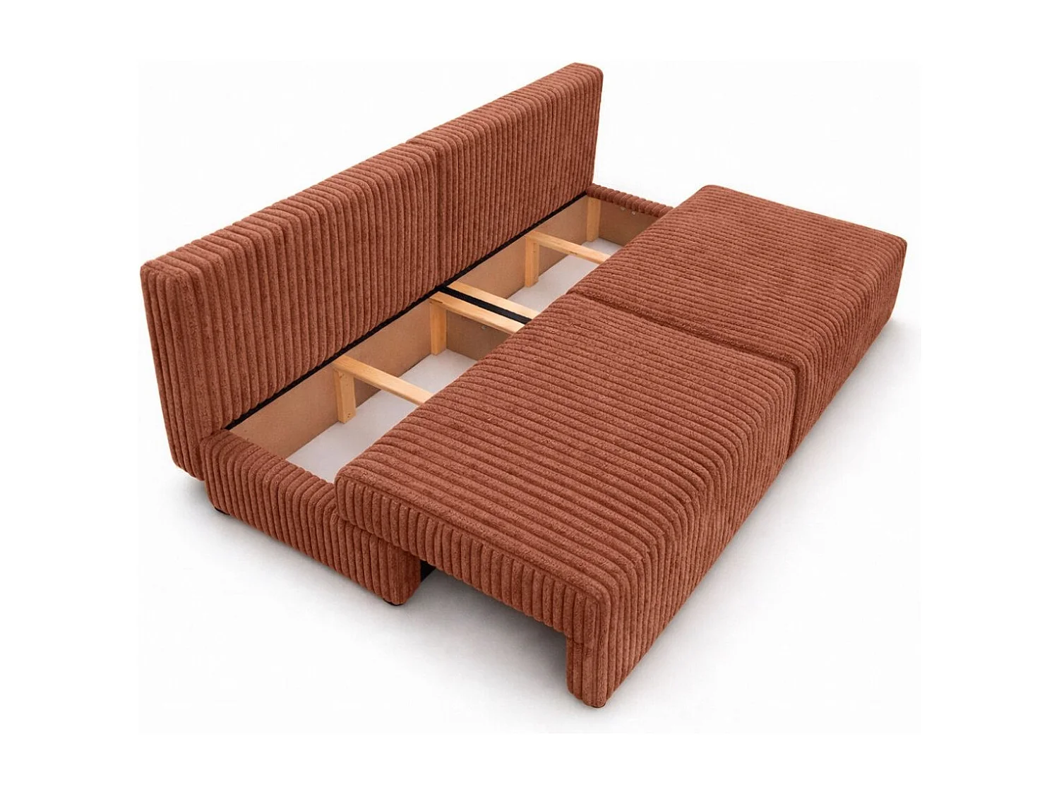 Canapé avec fonction couchage et coffre de rangement, tissu en velours côtelé Tilia, Cuivre, BEST MINI