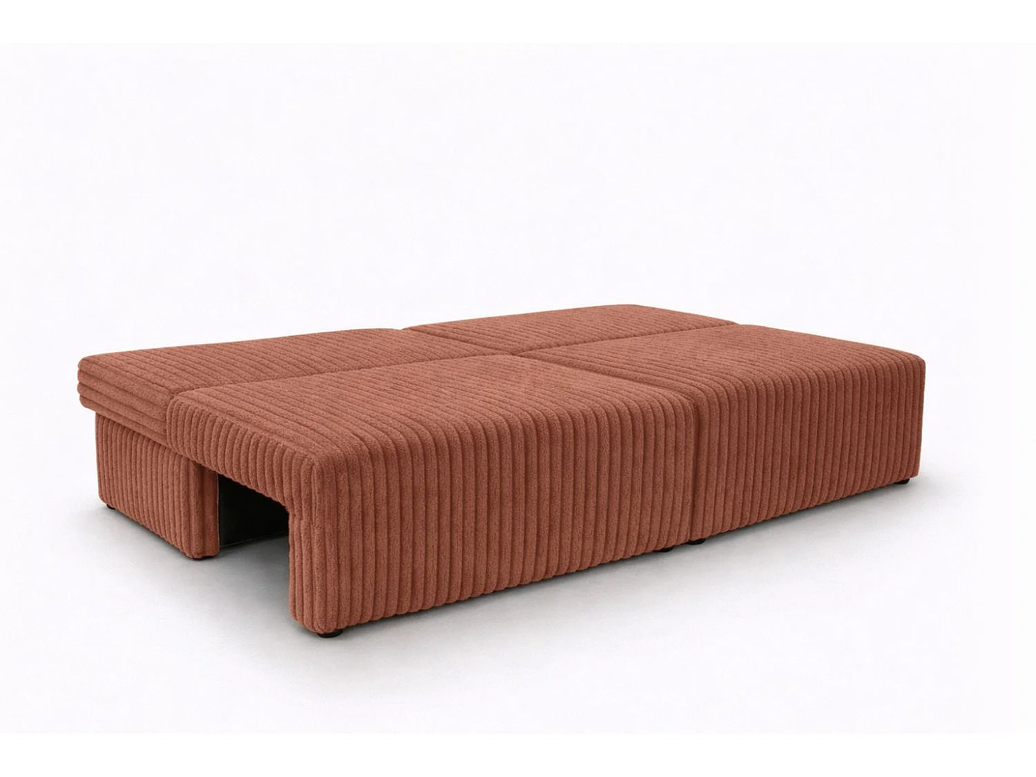 Canapé avec fonction couchage et coffre de rangement, tissu en velours côtelé Tilia, Cuivre, BEST MINI