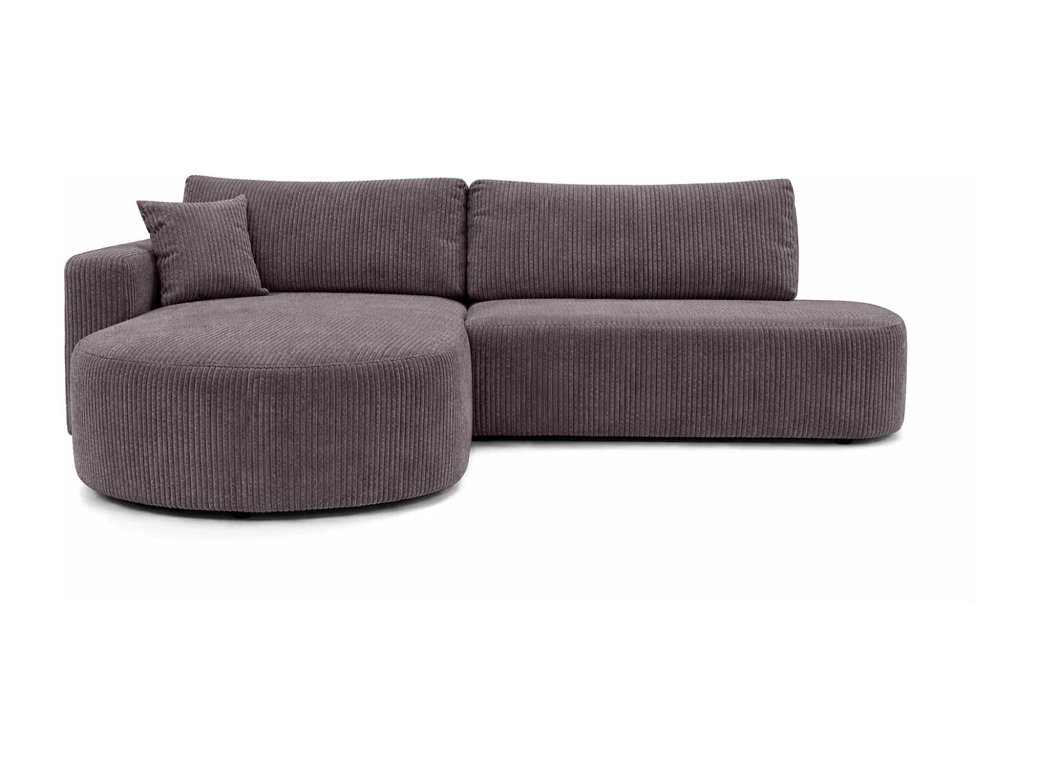 Hoekbank met slaapfunctie en opbergruimte, corduroy stof Poso, Donkergrijs, Links, ROUND ONE OPEN XL