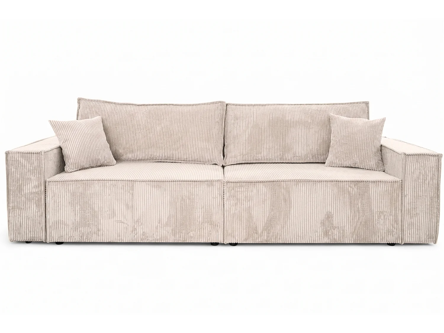 Bank met slaapfunctie en opbergruimte, koordstof Poso, Beige, BEST SCORNER