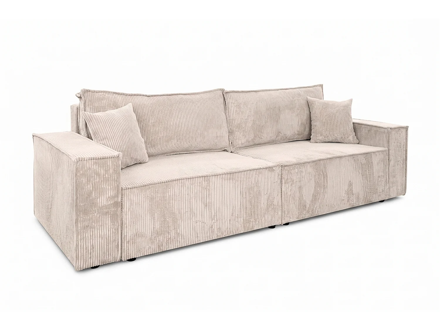 Bank met slaapfunctie en opbergruimte, koordstof Poso, Beige, BEST SCORNER