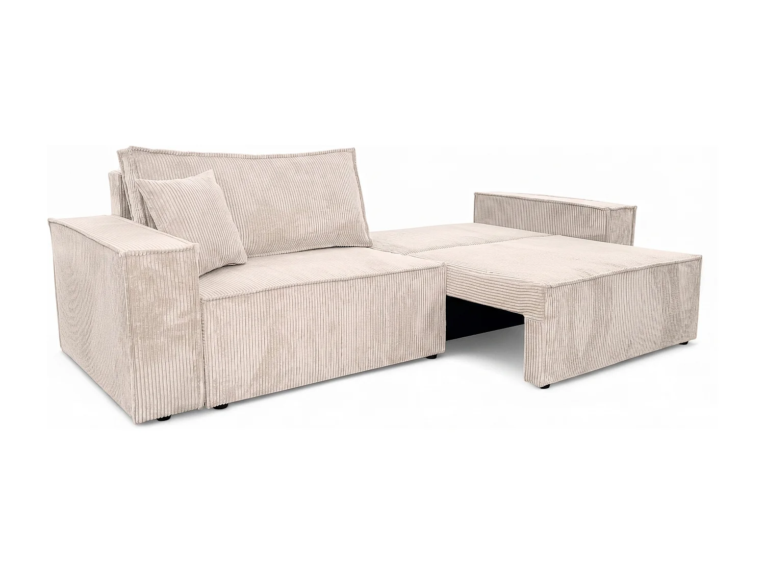 Bank met slaapfunctie en opbergruimte, koordstof Poso, Beige, BEST SCORNER