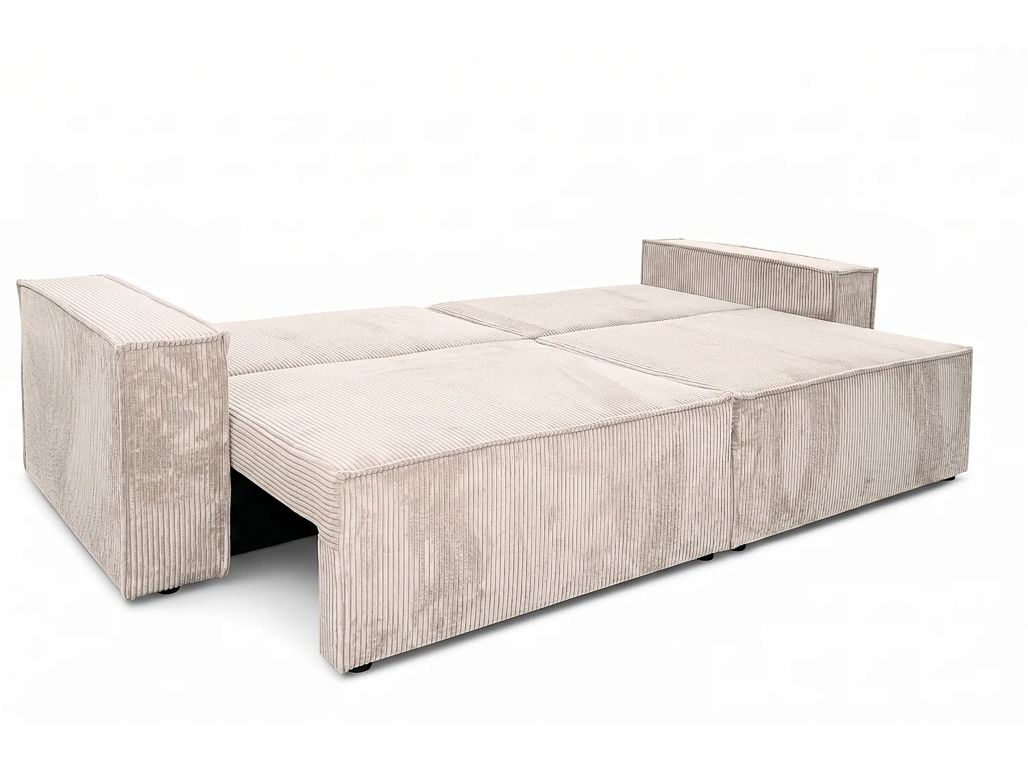 Bank met slaapfunctie en opbergruimte, koordstof Poso, Beige, BEST SCORNER