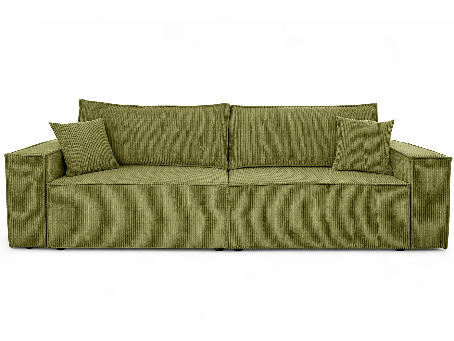 Canapé avec fonction couchage et coffre de rangement, tissu en velours côtelé Poso, Olive, BEST SCORNER