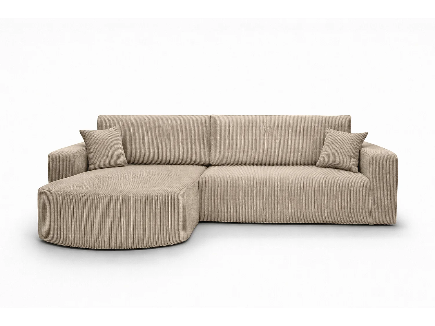 Ecksofa mit Schlaffunktion, Cordstoff Poso, Dunkelbeige, Links, ROUND ONE XL