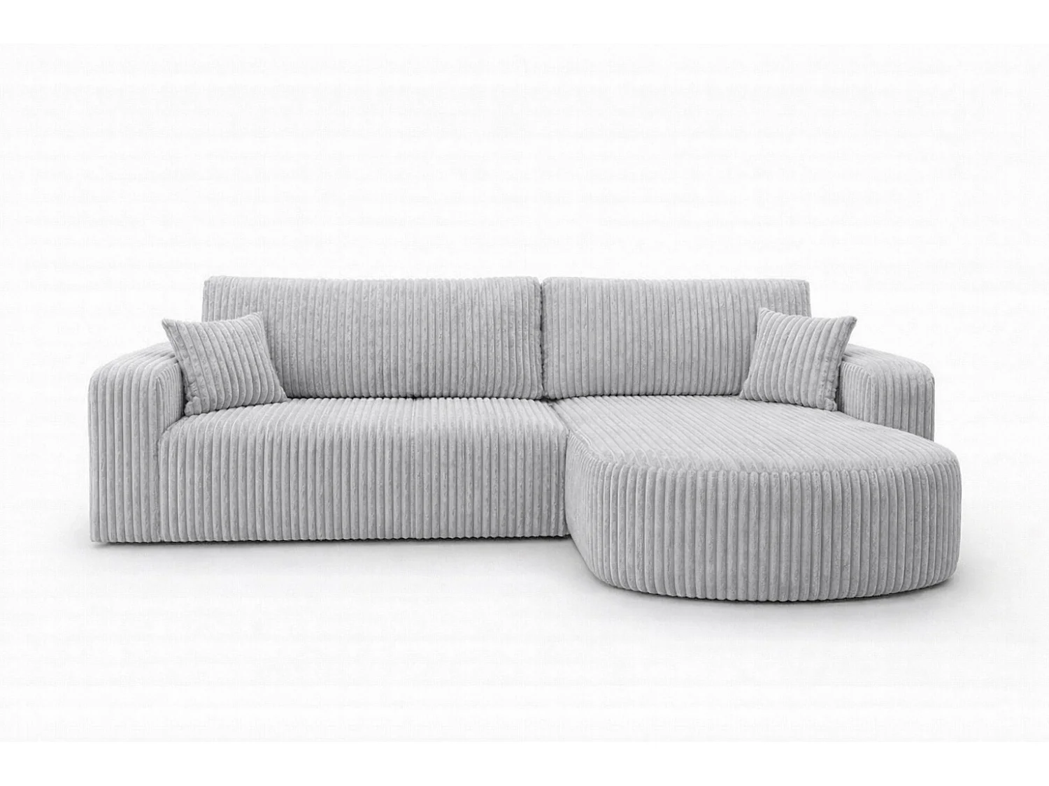 Hoekbank met slaapfunctie, koordstof Tilia, Grijs, Rechts, ROUND ONE XL