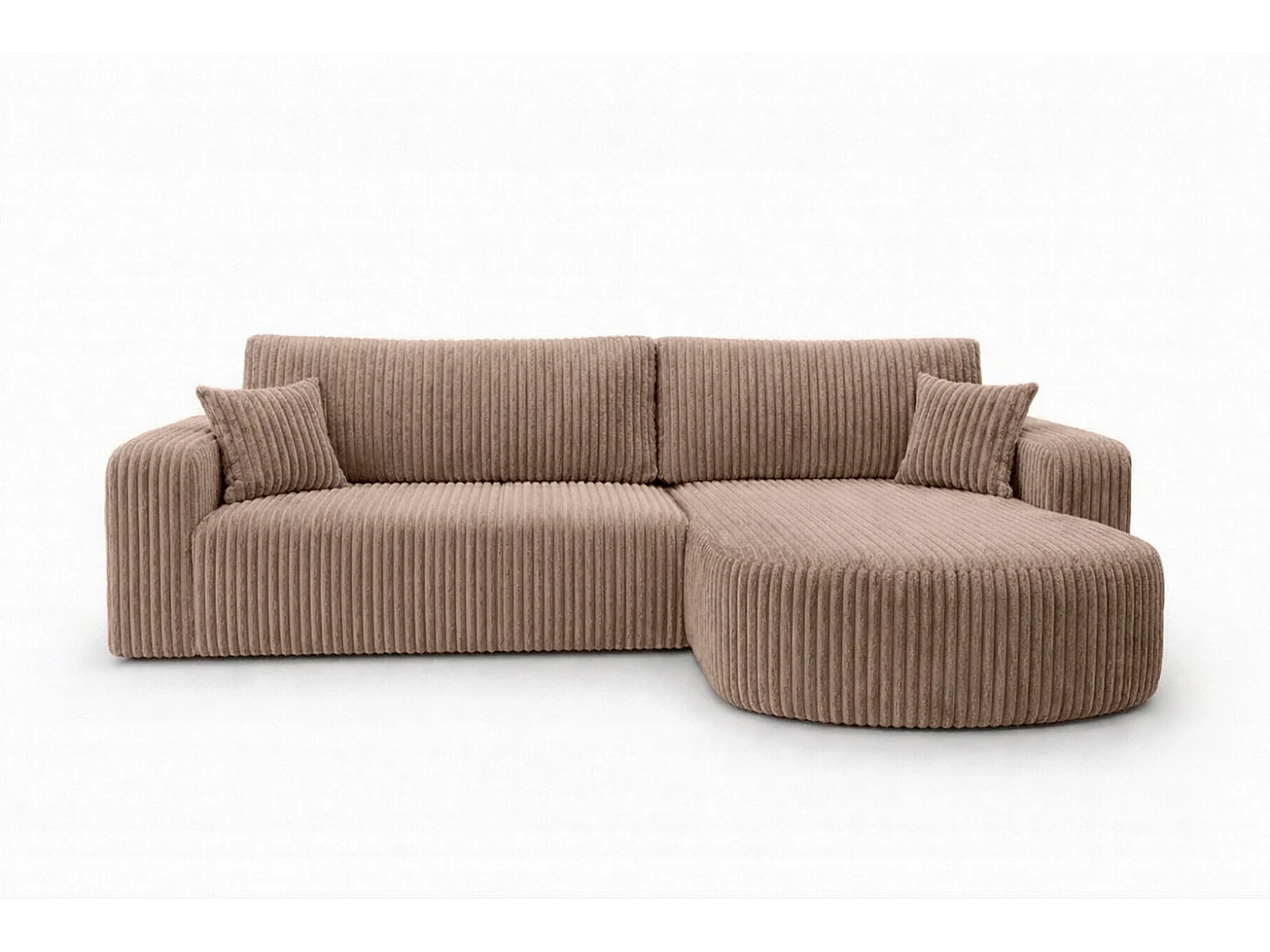 Hoekbank met slaapfunctie, koordstof Tilia, Bruin, Rechts, ROUND ONE XL