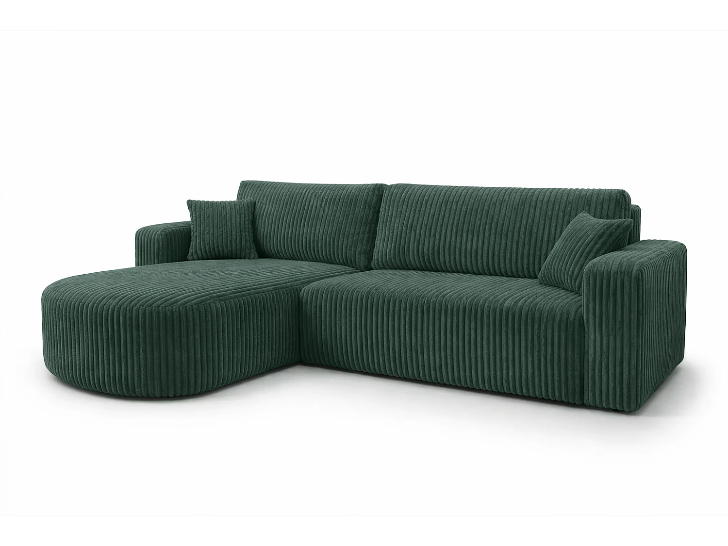 Hoekbank met slaapfunctie, koordstof Tilia, Groen, Links, ROUND ONE XL