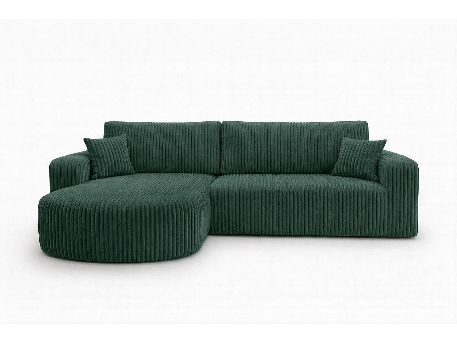 Hoekbank met slaapfunctie, koordstof Tilia, Groen, Links, ROUND ONE XL