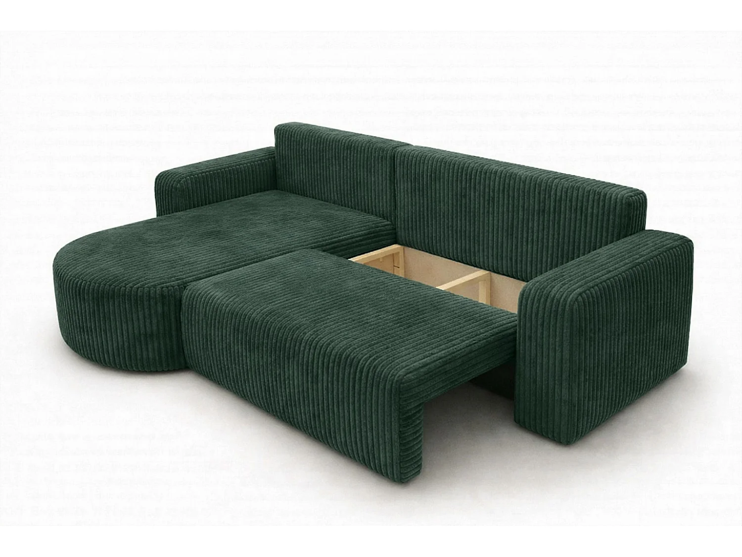 Hoekbank met slaapfunctie, koordstof Tilia, Groen, Links, ROUND ONE XL