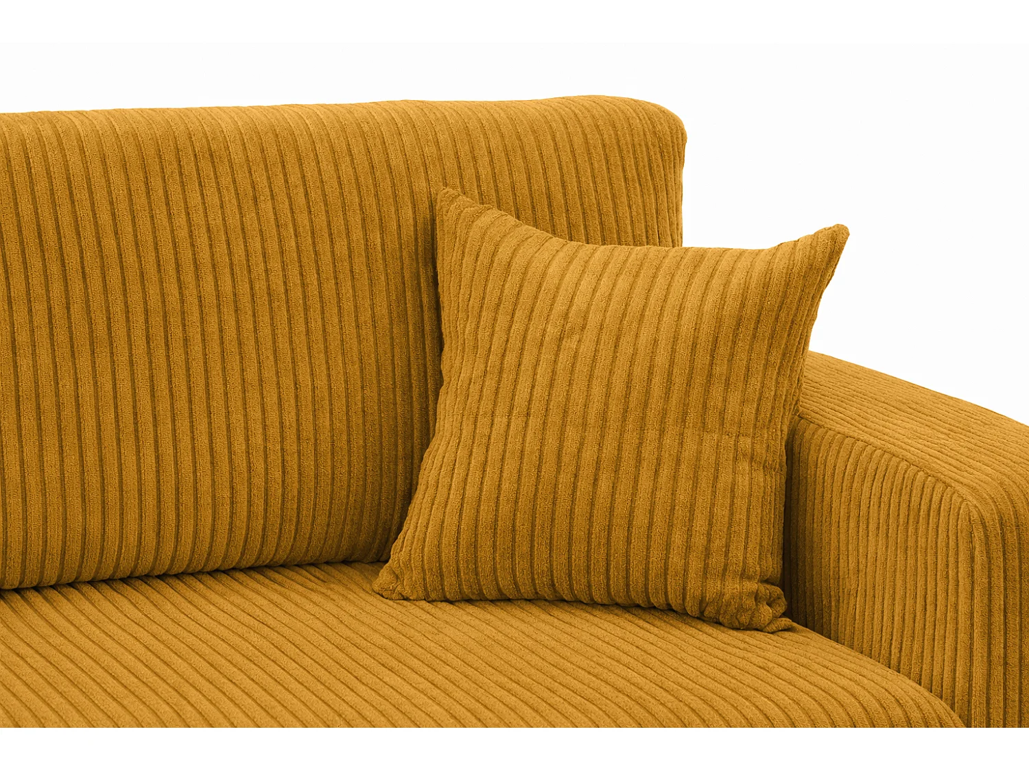 Hoekbank met slaapfunctie, koordstof Poso, Mosterdkleurig, Links, ROUND ONE XL