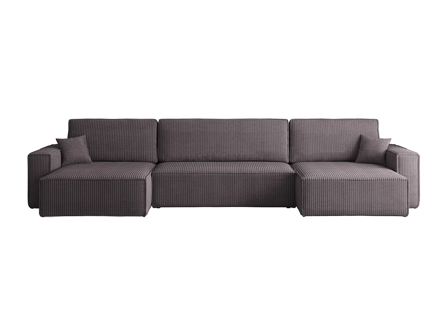 Canapé d’angle en U avec fonction couchage et coffre de rangement, tissu Poso velours côtelé épais, Gris foncé, BEST U XL