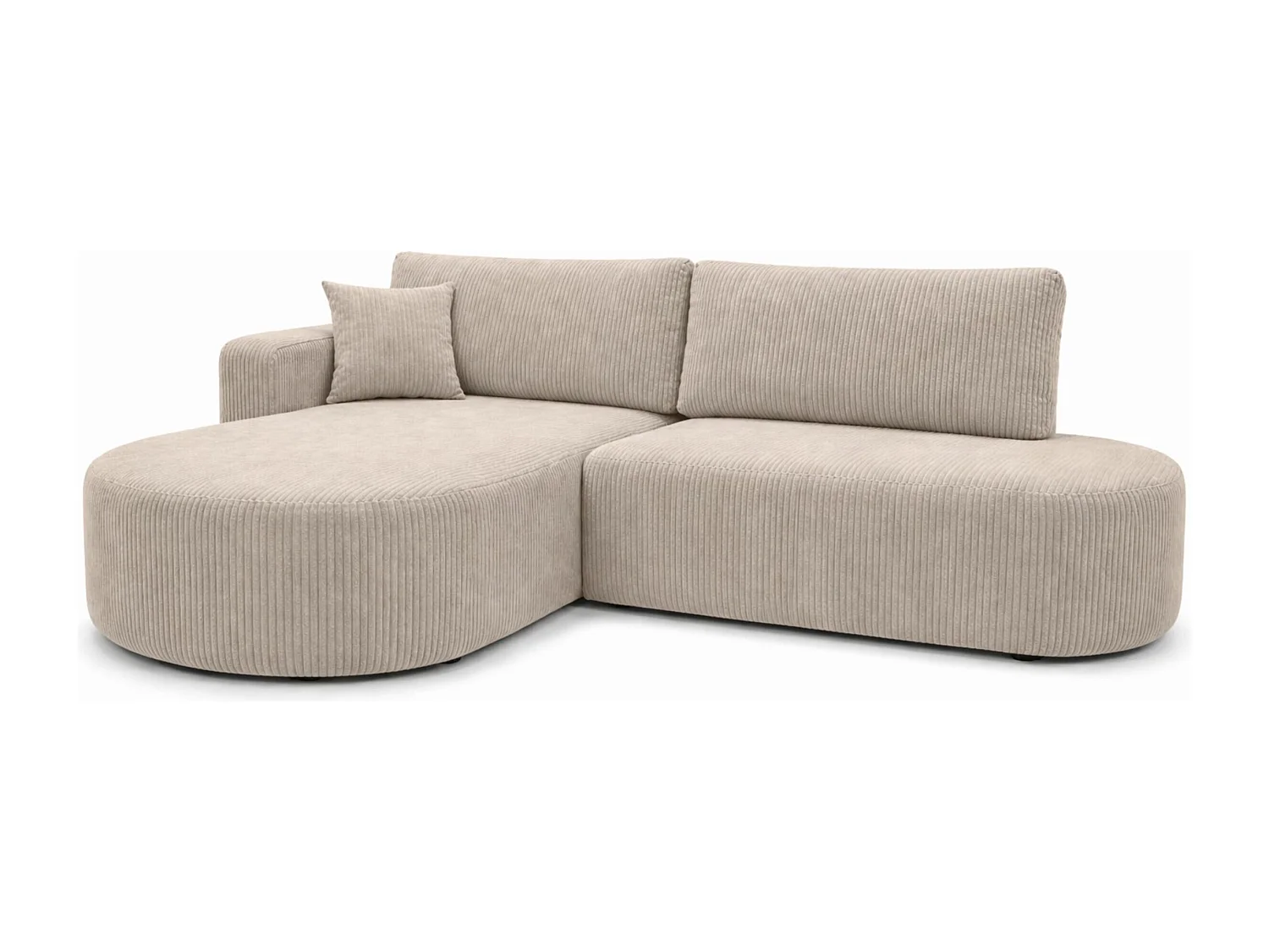 Ecksofa mit Schlaffunktion und Bettkasten, Cordstoff Poso, Dunkelbeige, Links, ROUND ONE OPEN XL