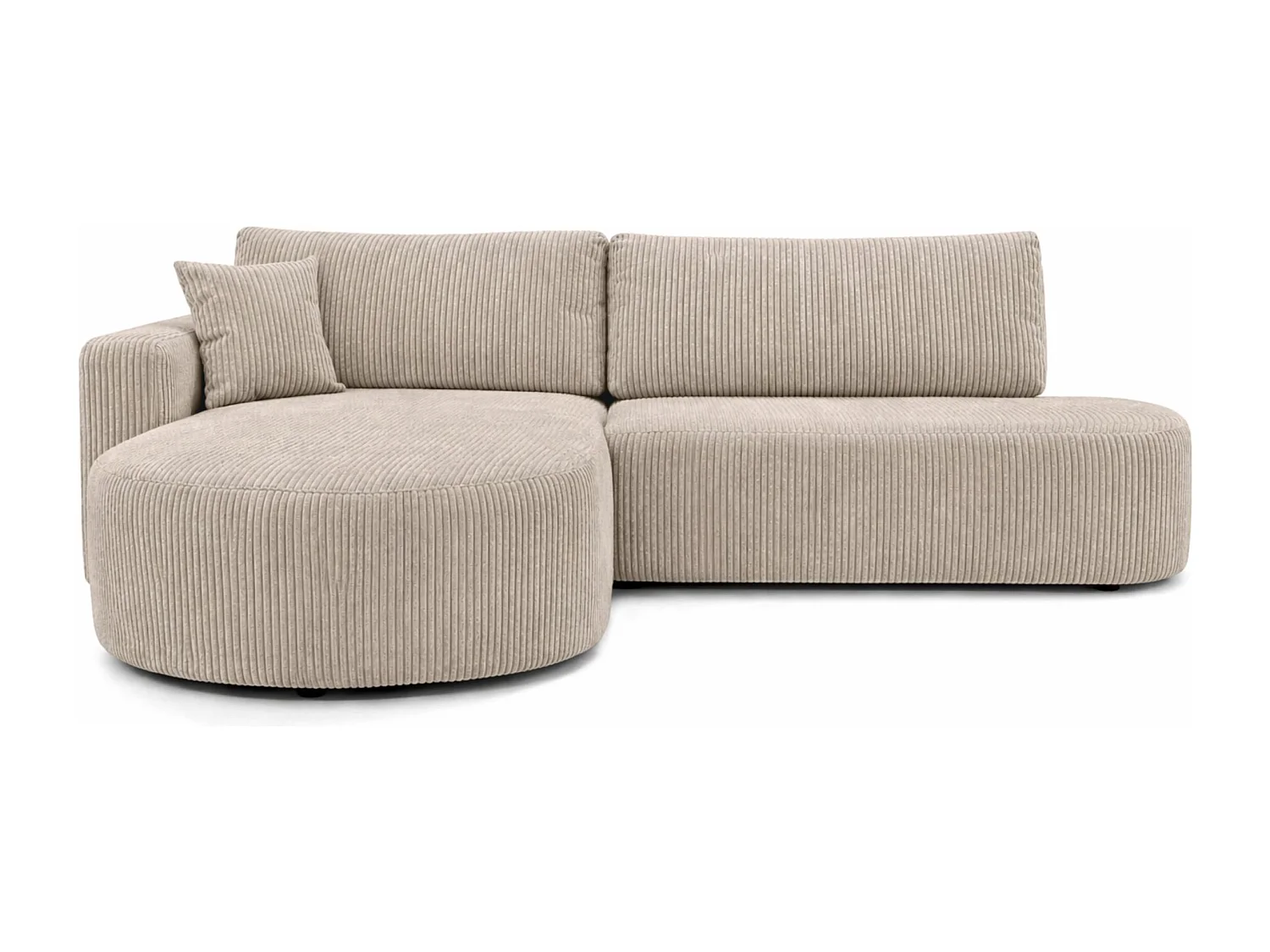 Ecksofa mit Schlaffunktion und Bettkasten, Cordstoff Poso, Dunkelbeige, Links, ROUND ONE OPEN XL