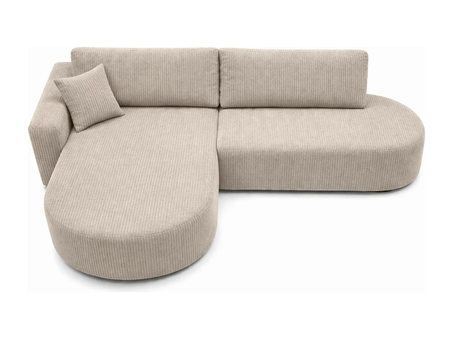 Ecksofa mit Schlaffunktion und Bettkasten, Cordstoff Poso, Dunkelbeige, Links, ROUND ONE OPEN XL