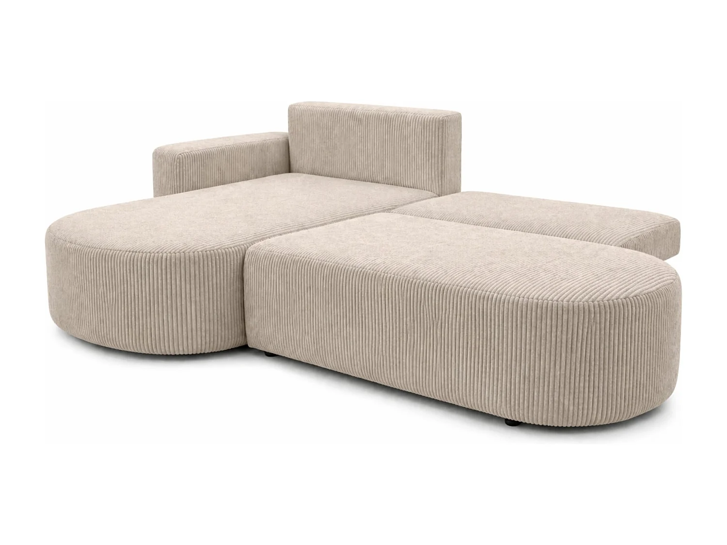 Ecksofa mit Schlaffunktion und Bettkasten, Cordstoff Poso, Dunkelbeige, Links, ROUND ONE OPEN XL
