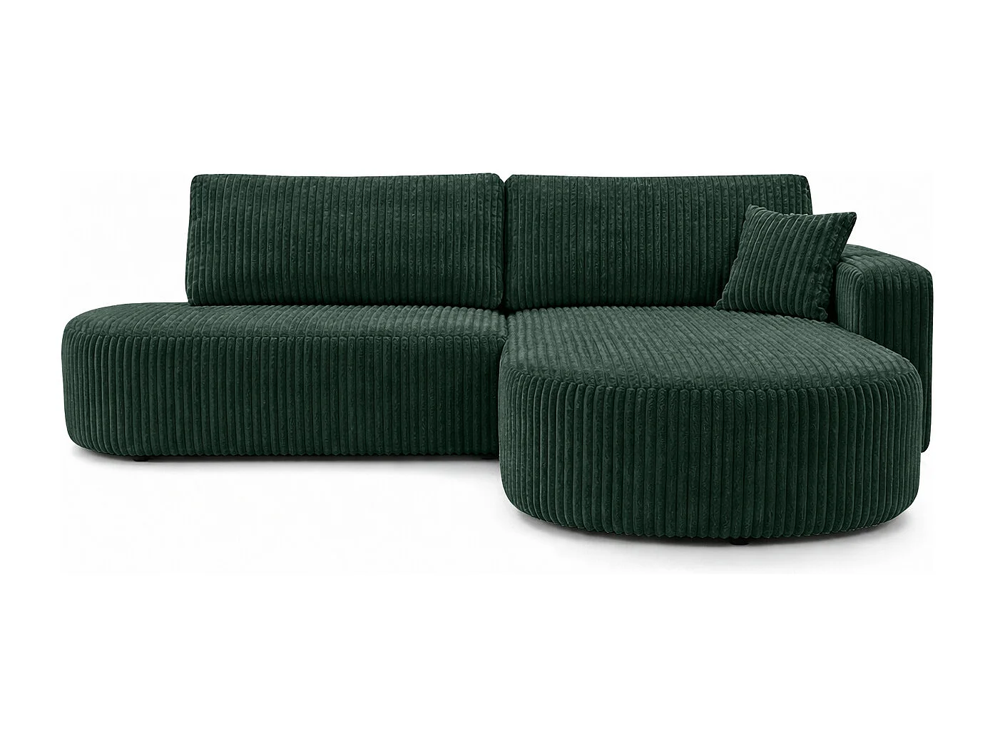 Hoekbank met slaapfunctie en opbergruimte, corduroy stof Tilia, Groen, Rechts, ROUND ONE OPEN XL