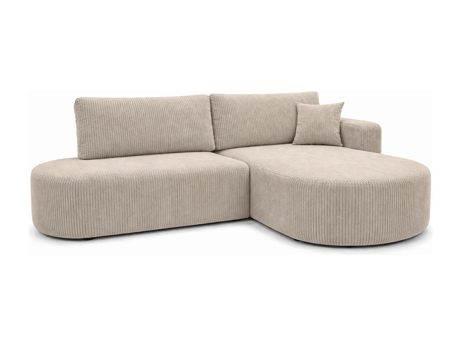Ecksofa mit Schlaffunktion und Bettkasten, Cordstoff Poso, Dunkelbeige, Rechts, ROUND ONE OPEN XL