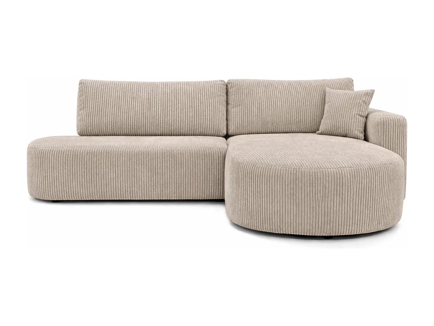 Ecksofa mit Schlaffunktion und Bettkasten, Cordstoff Poso, Dunkelbeige, Rechts, ROUND ONE OPEN XL