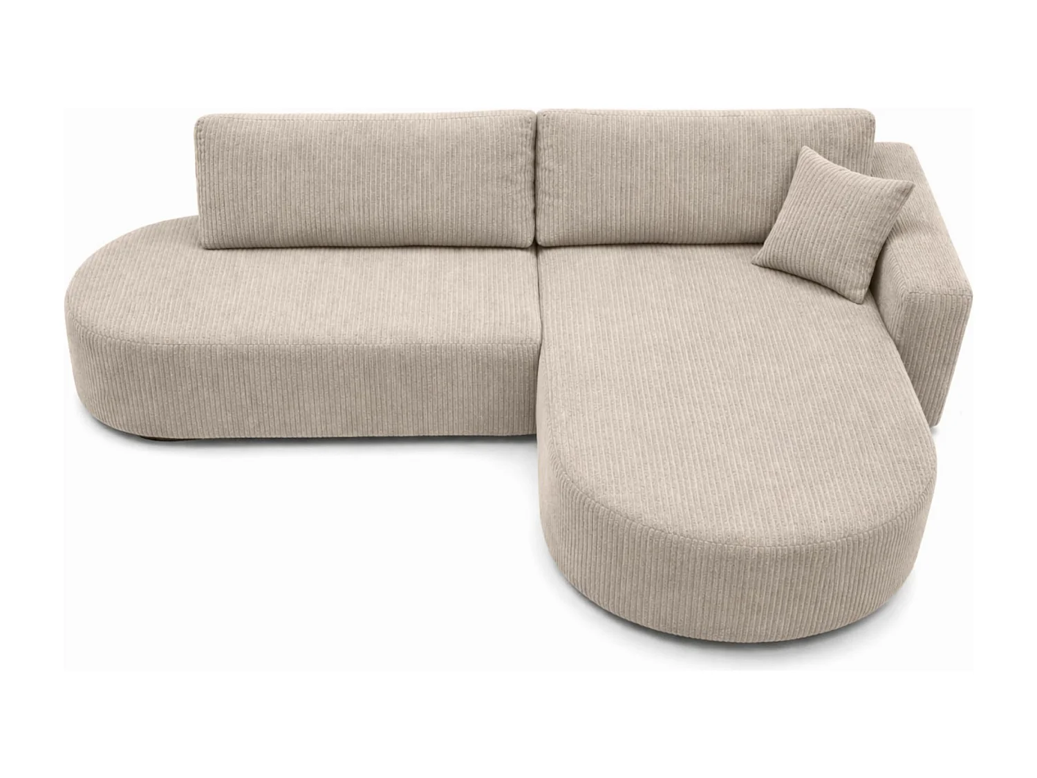 Ecksofa mit Schlaffunktion und Bettkasten, Cordstoff Poso, Dunkelbeige, Rechts, ROUND ONE OPEN XL