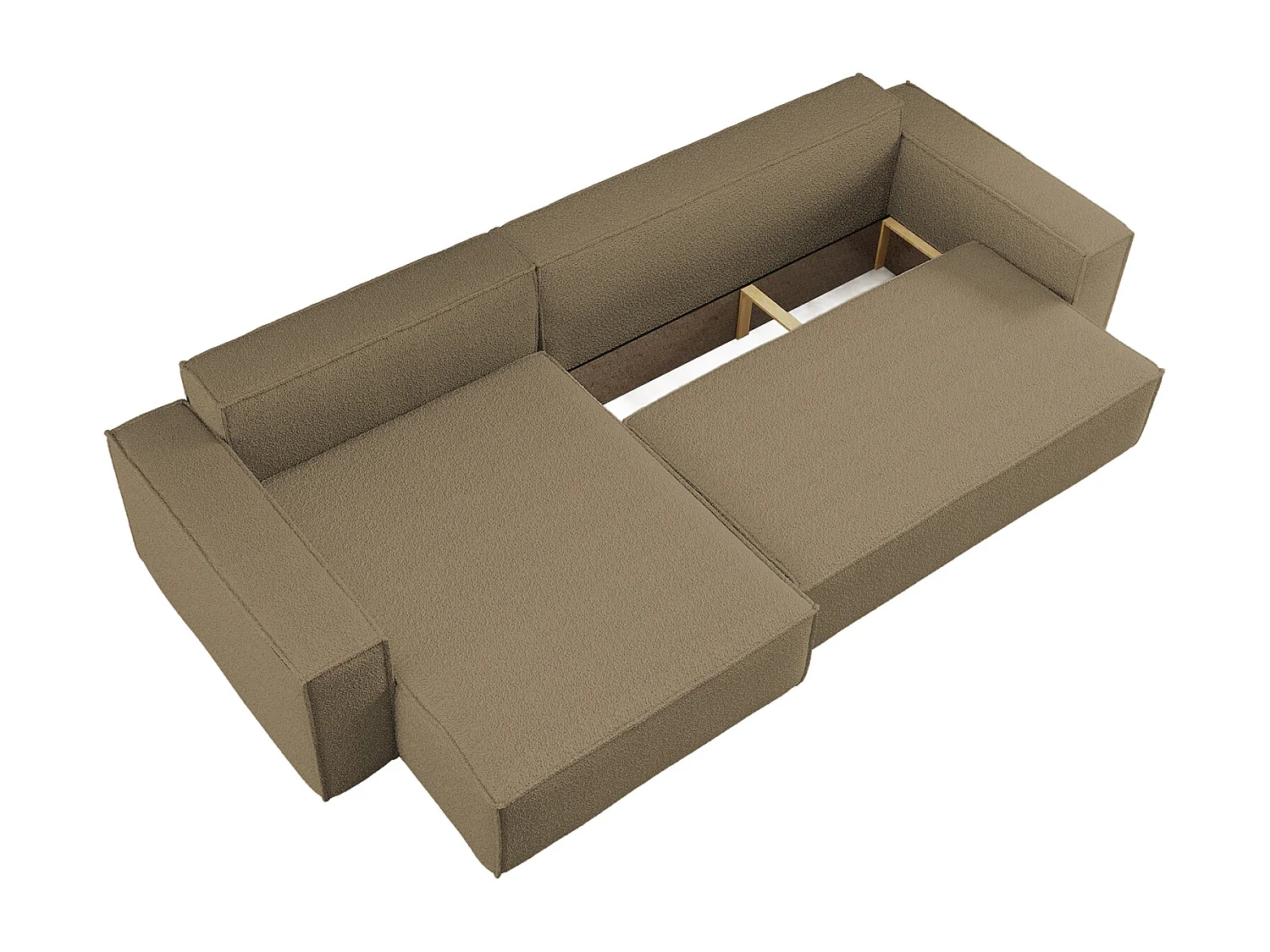 Hoekbank L-vorm met slaapfunctie en opbergruimte, stof Quelle, Lichtbruin, Links, BEST XL