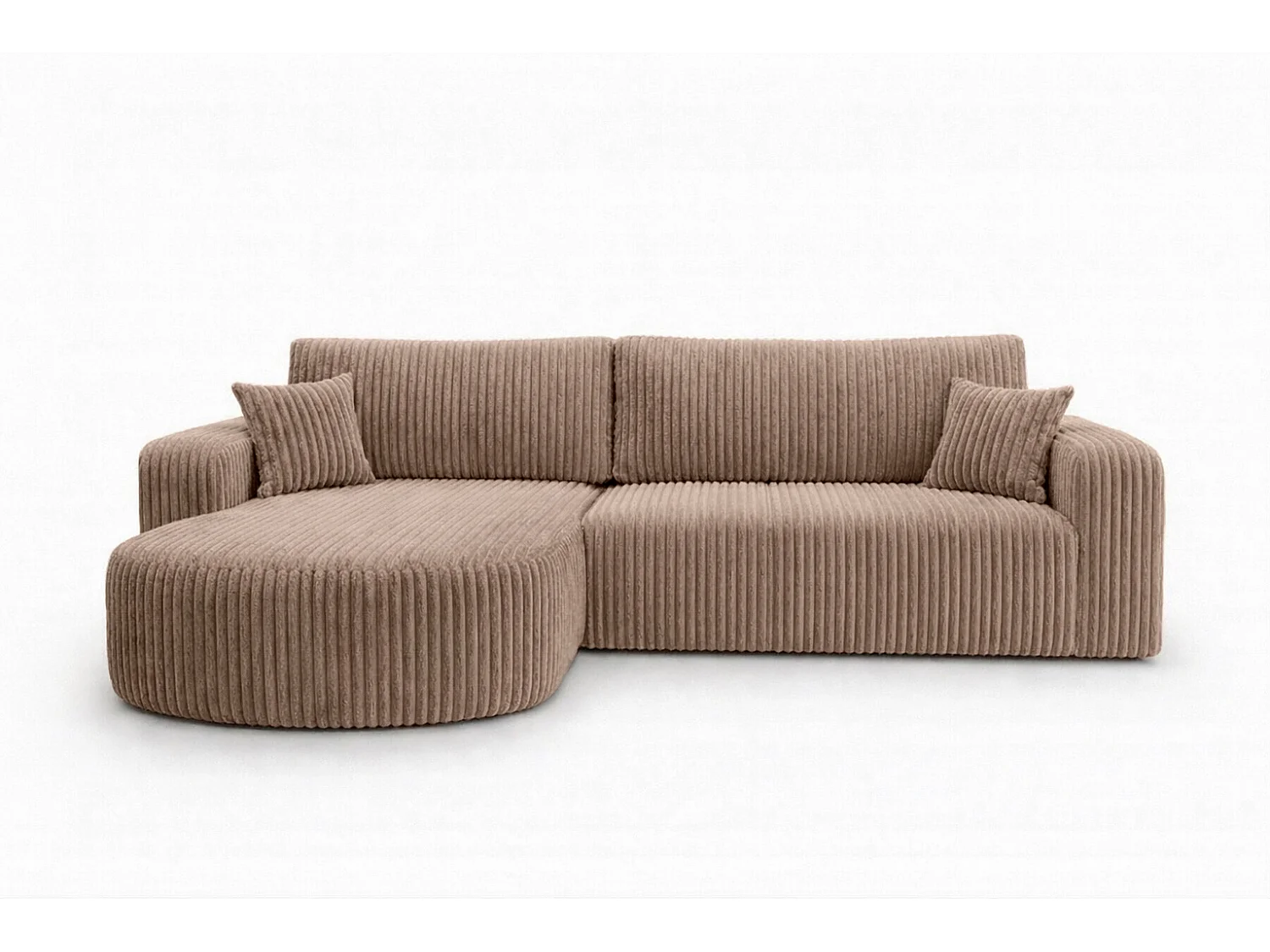 Hoekbank met slaapfunctie, koordstof Tilia, Bruin, Links, ROUND ONE XL