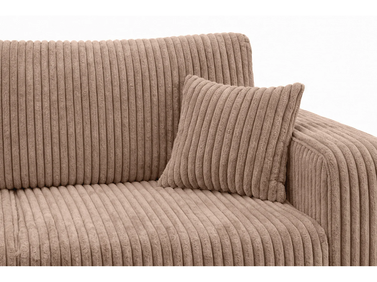 Hoekbank met slaapfunctie, koordstof Tilia, Bruin, Links, ROUND ONE XL