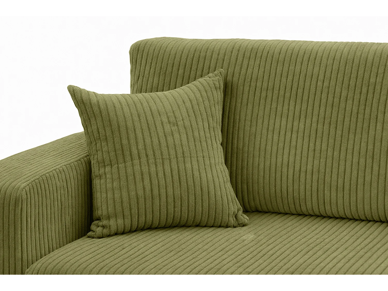 Hoekbank met slaapfunctie, koordstof Poso, Olijfkleurig, Rechts, ROUND ONE XL