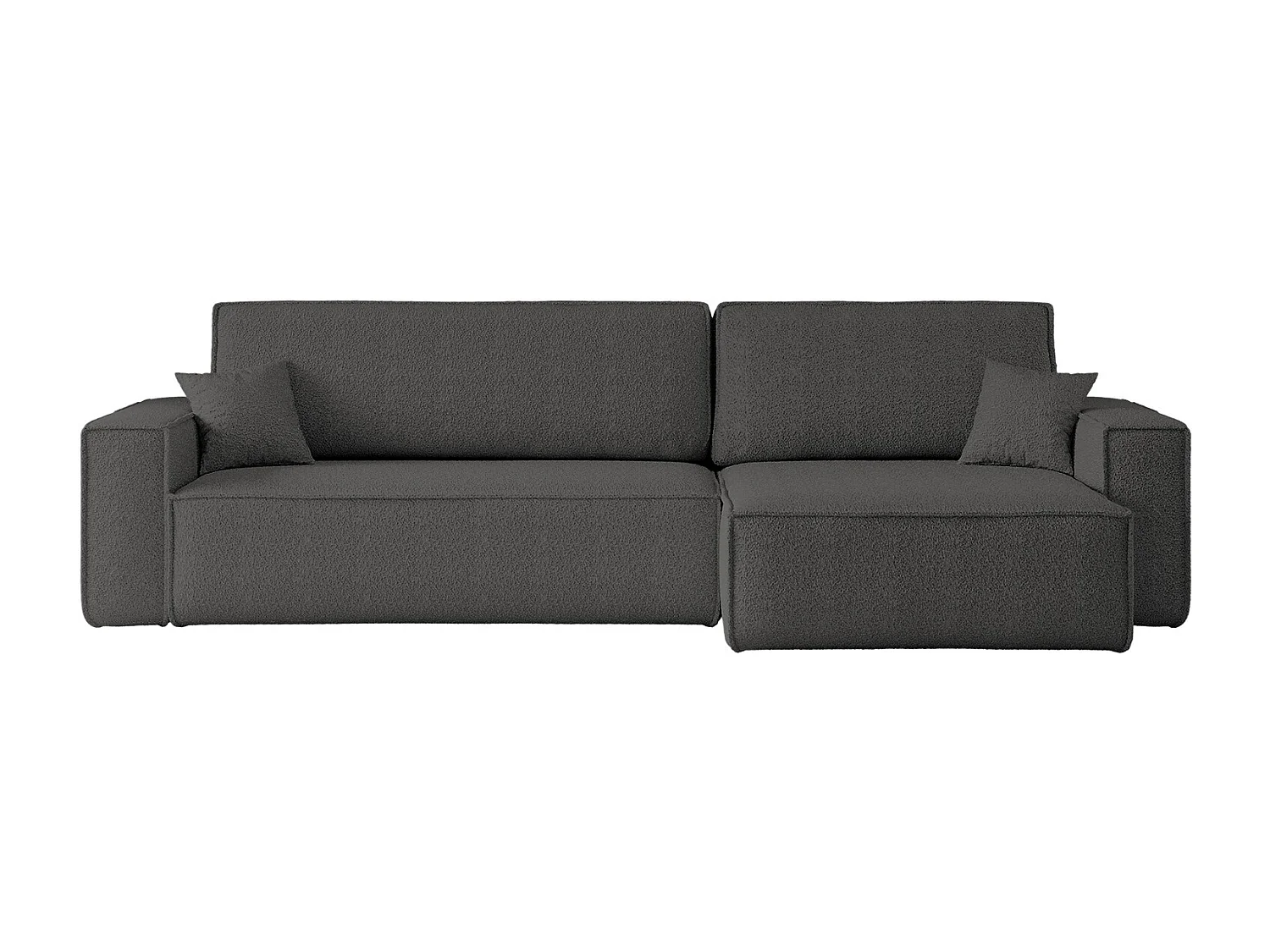 Canapé d’angle en L avec fonction couchage et coffre de rangement, tissu Quelle, Graphite, Droite, BEST XL
