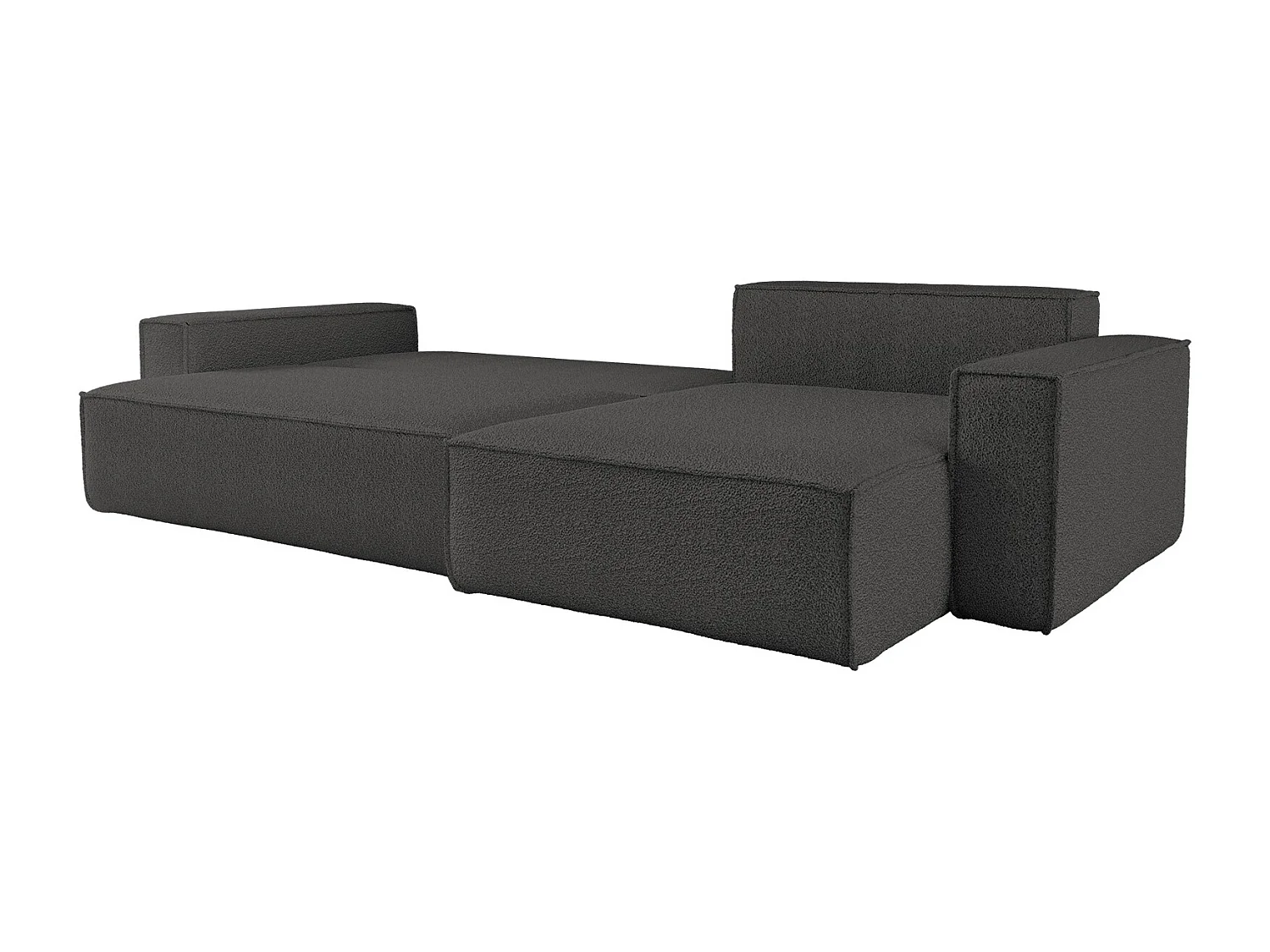 Canapé d’angle en L avec fonction couchage et coffre de rangement, tissu Quelle, Graphite, Droite, BEST XL