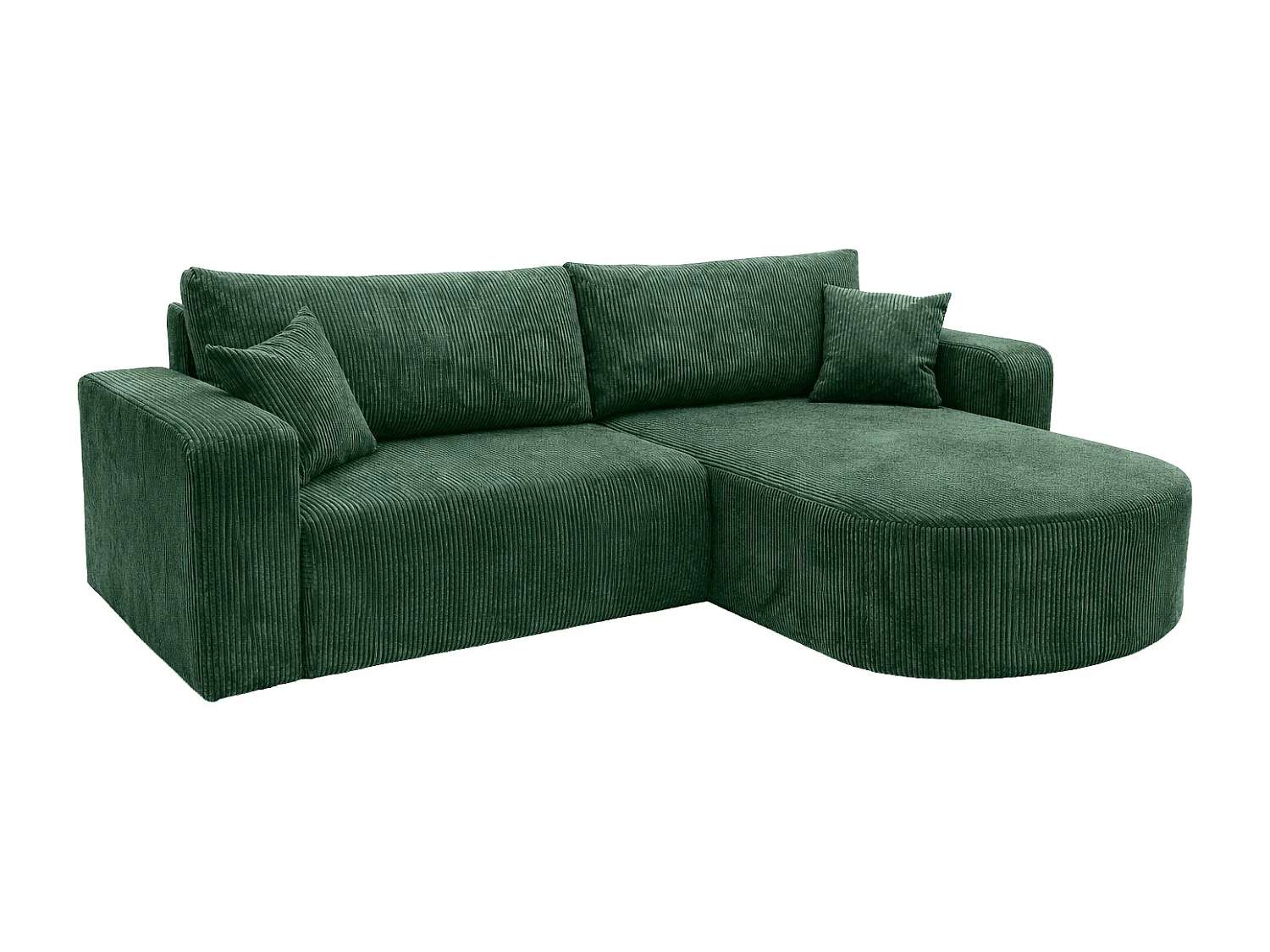 Hoekbank met slaapfunctie, koordstof Poso, Groen, Rechts, ROUND ONE