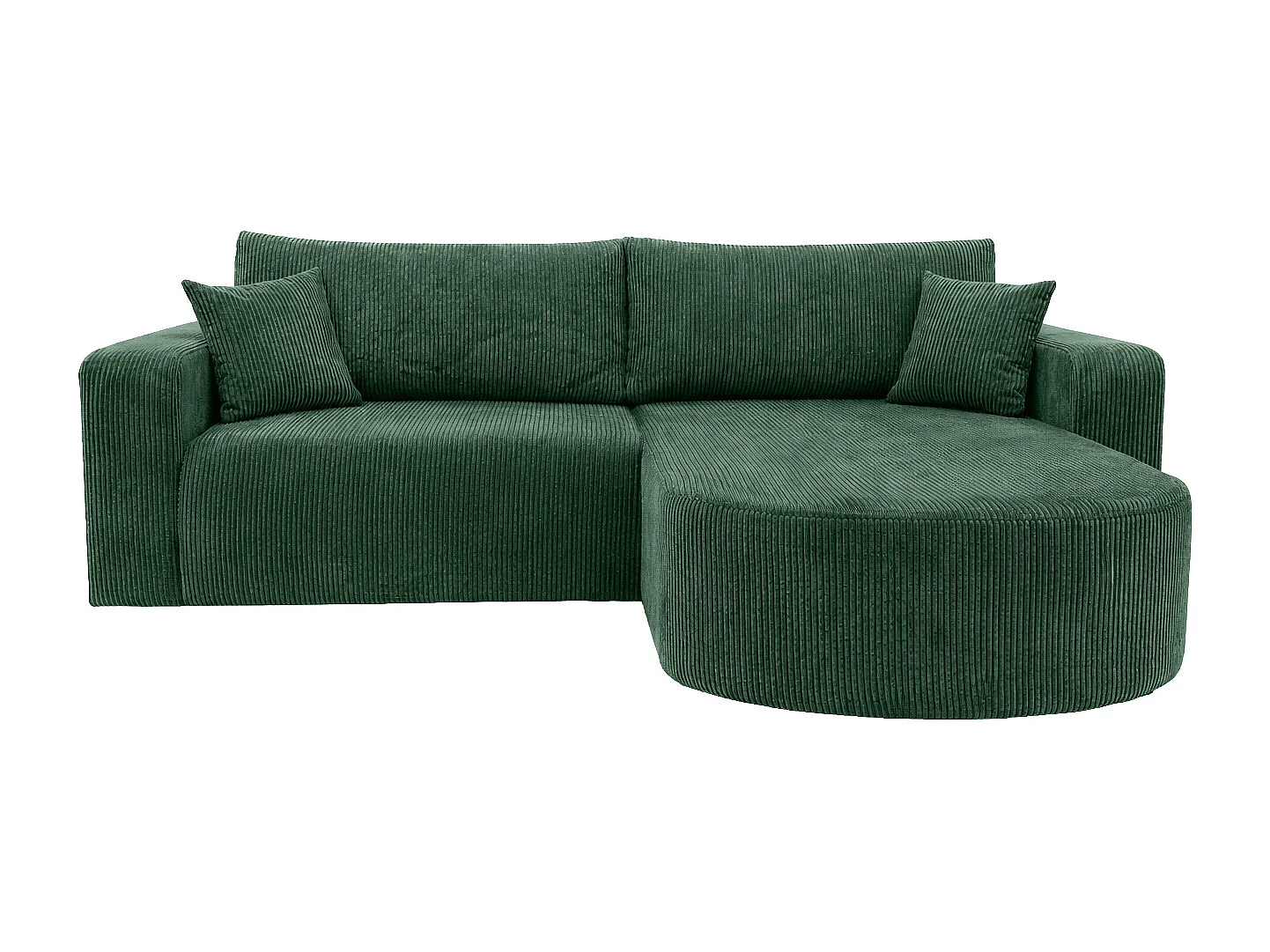 Hoekbank met slaapfunctie, koordstof Poso, Groen, Rechts, ROUND ONE