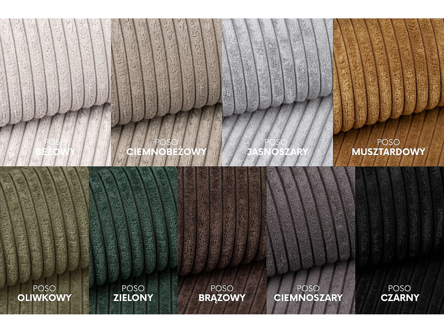 Canapé d’angle avec fonction couchage, tissu en velours côtelé Poso, Beige, Droite, JAPANDI