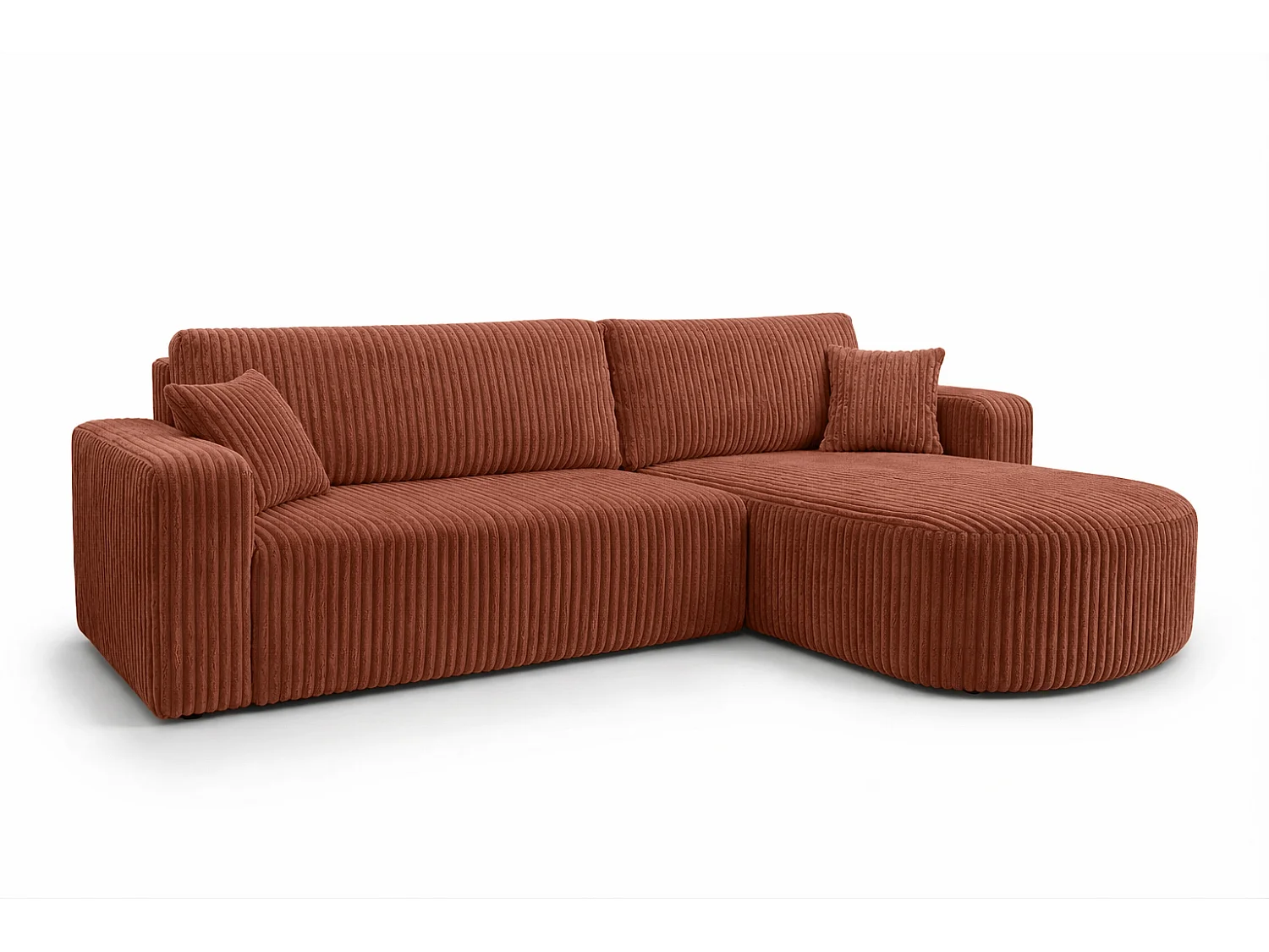 Hoekbank met slaapfunctie, koordstof Tilia, Koper, Rechts, ROUND ONE XL