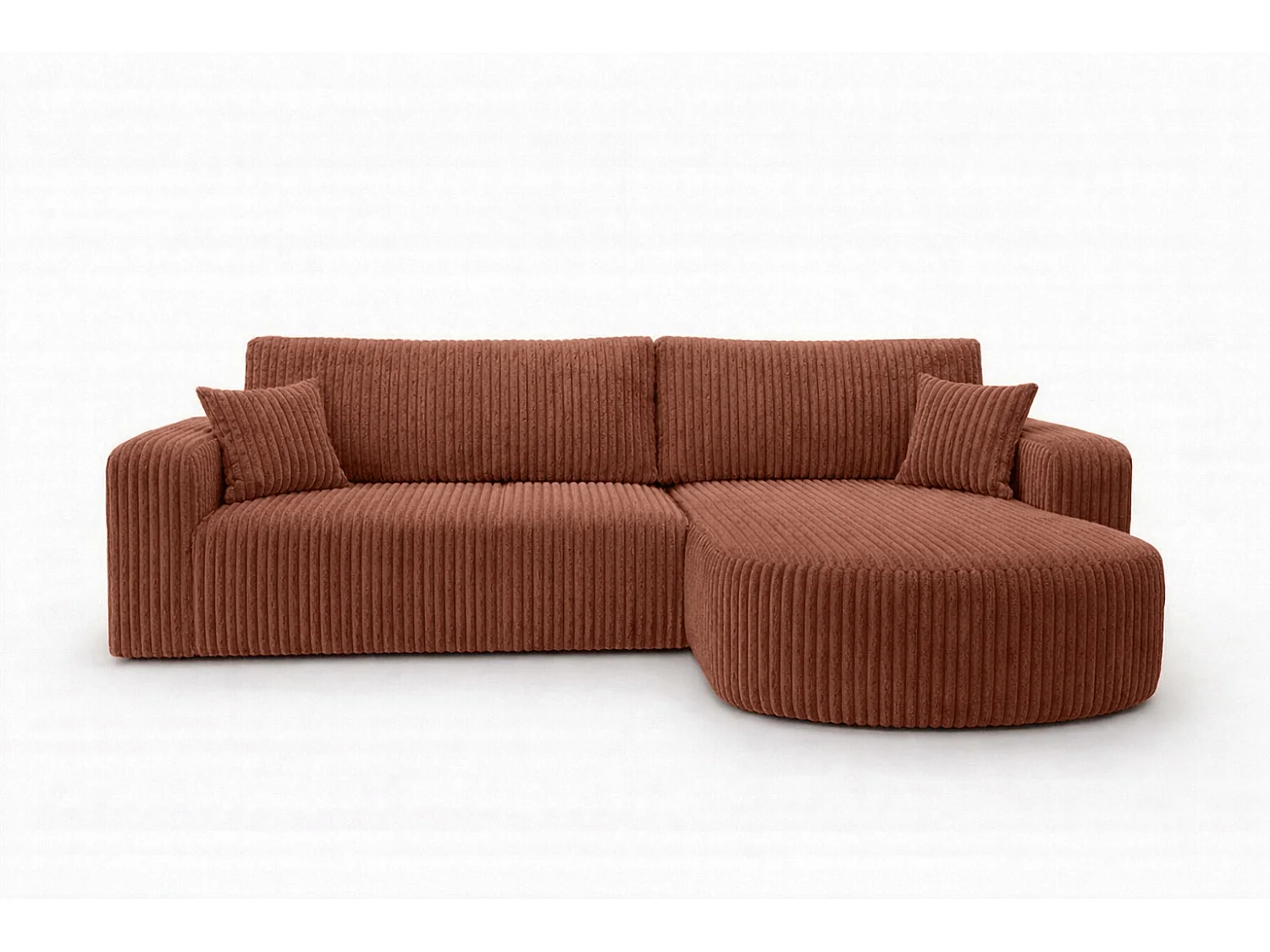 Hoekbank met slaapfunctie, koordstof Tilia, Koper, Rechts, ROUND ONE XL