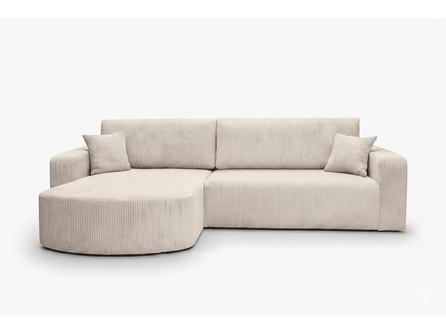 Hoekbank met slaapfunctie, koordstof Poso, Beige, Links, ROUND ONE XL