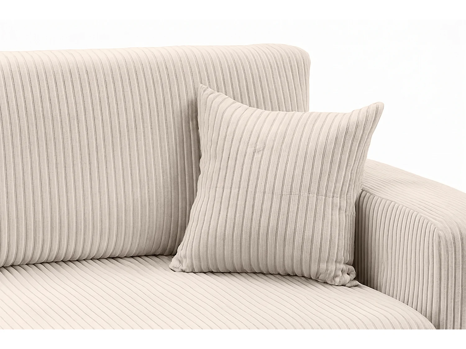 Hoekbank met slaapfunctie, koordstof Poso, Beige, Links, ROUND ONE XL