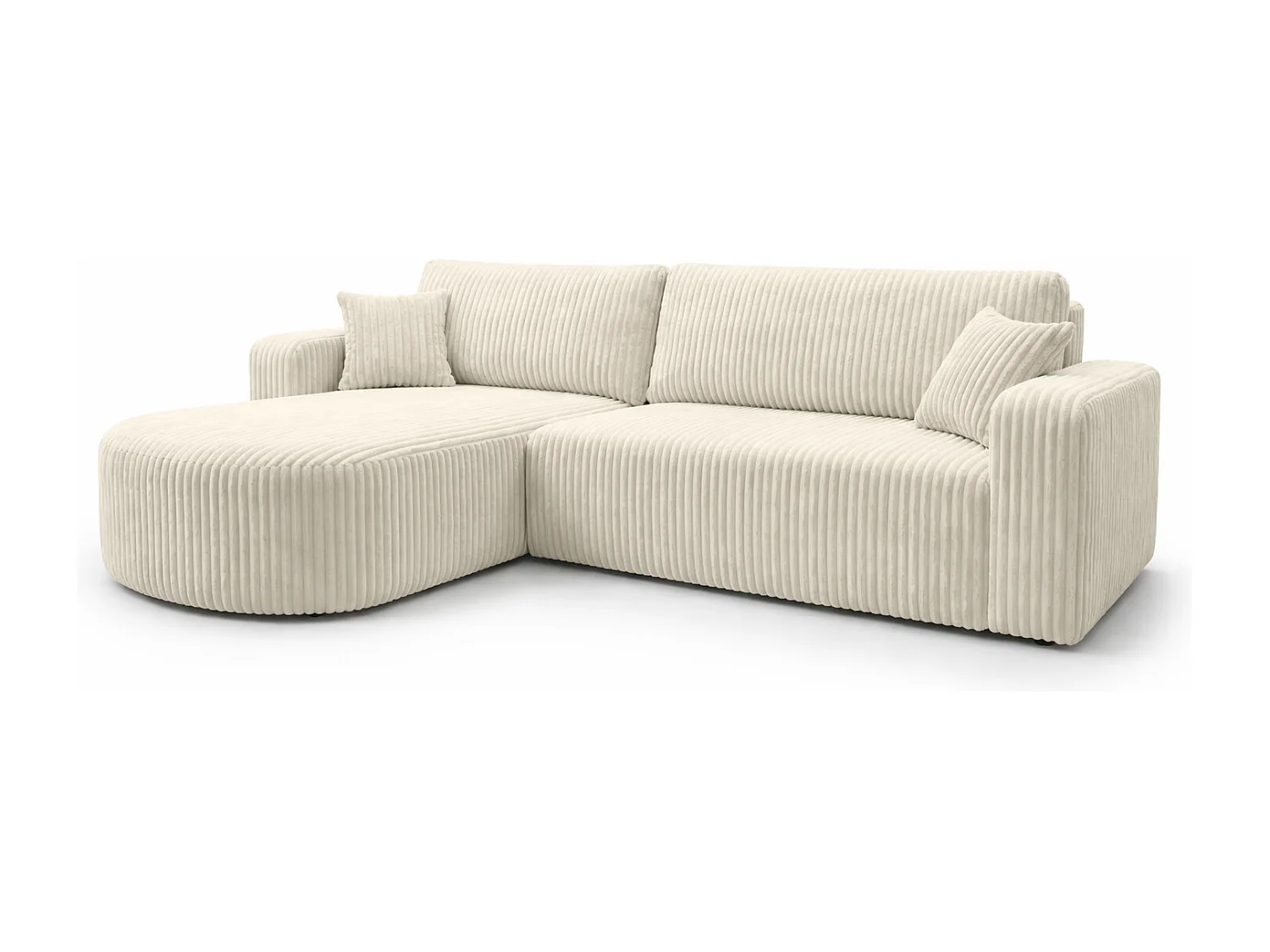 Hoekbank met slaapfunctie, koordstof Tilia, Ecru, Links, ROUND ONE XL