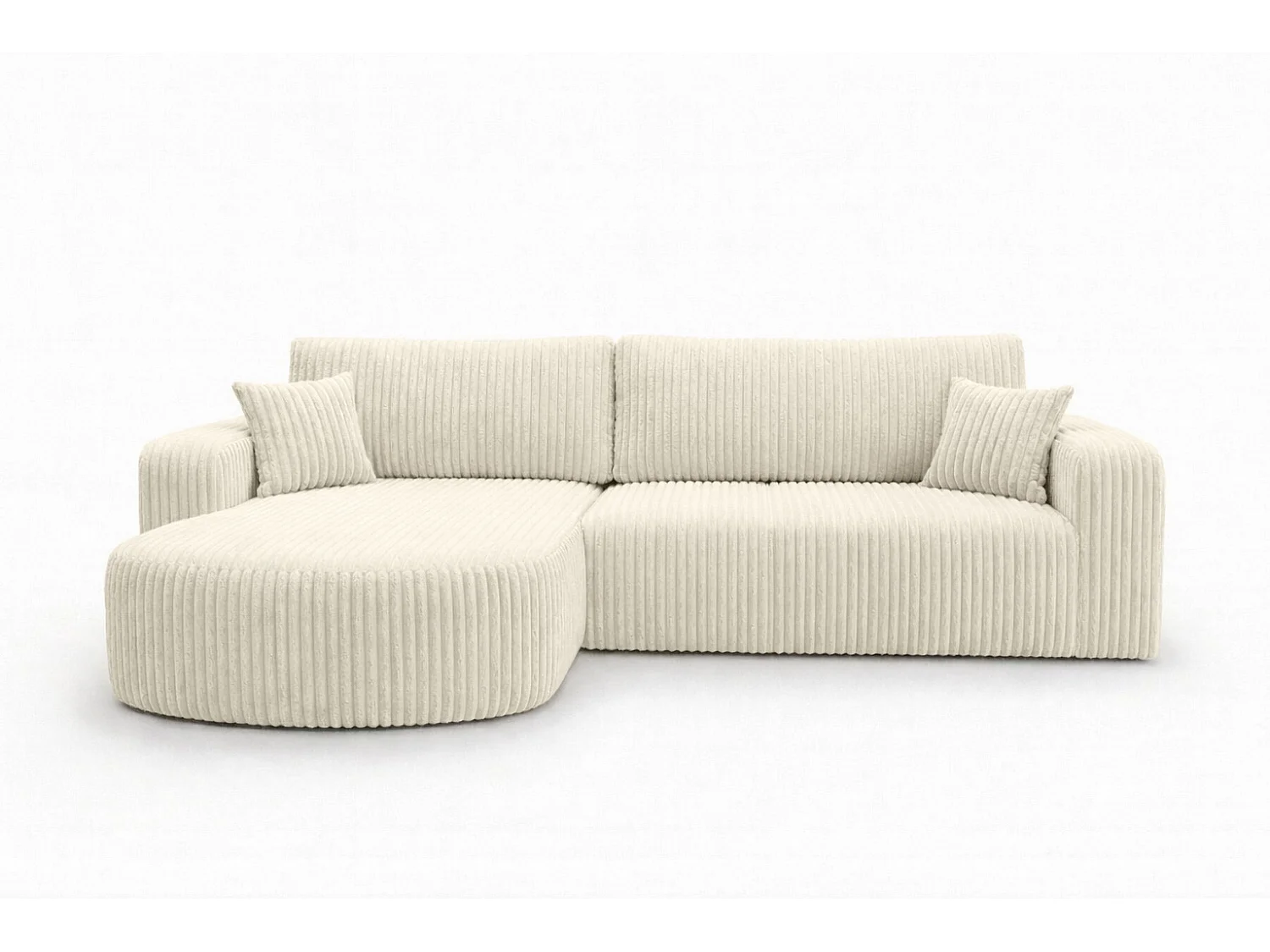 Hoekbank met slaapfunctie, koordstof Tilia, Ecru, Links, ROUND ONE XL