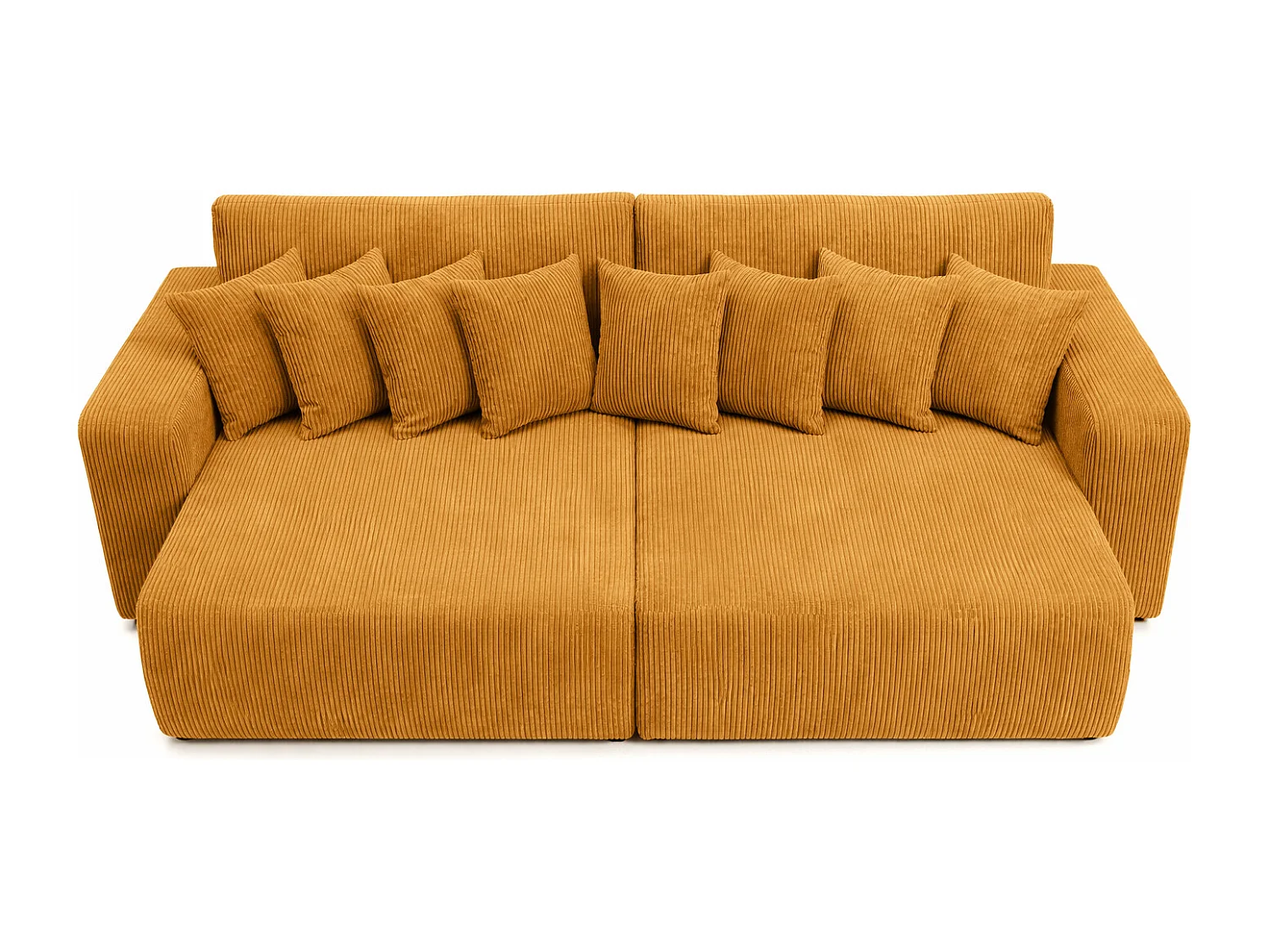 Slaapbank met opbergruimte, koordstof Poso, Mosterdkleurig, PIANO DOUBLE