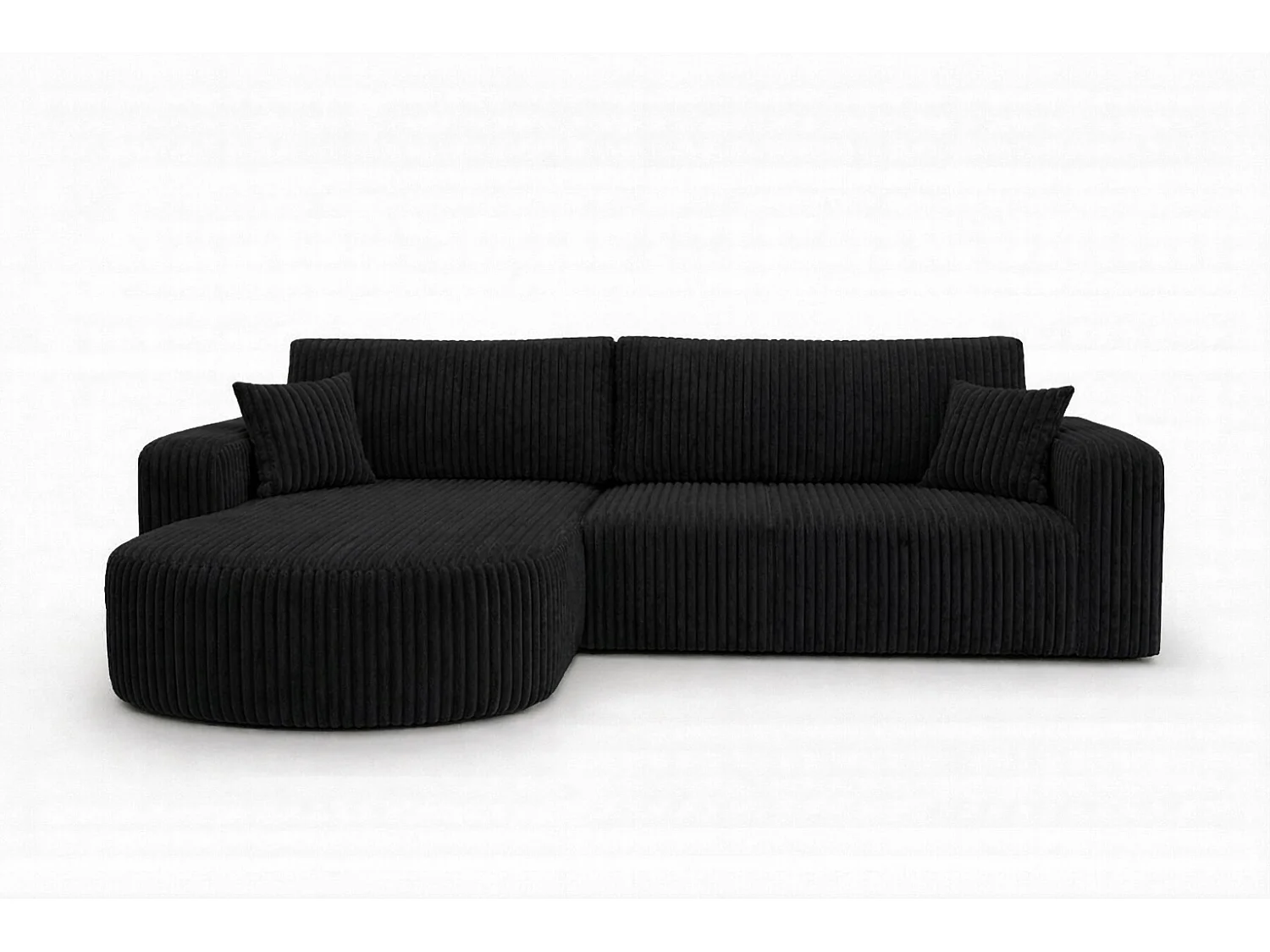 Hoekbank met slaapfunctie, koordstof Tilia, Zwart, Links, ROUND ONE XL