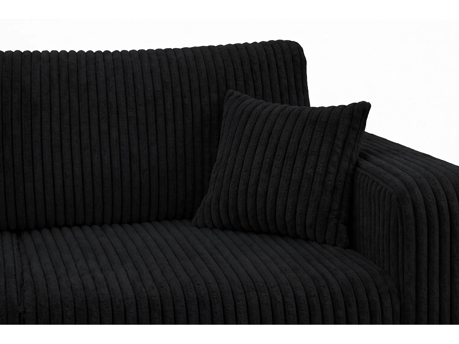 Hoekbank met slaapfunctie, koordstof Tilia, Zwart, Links, ROUND ONE XL
